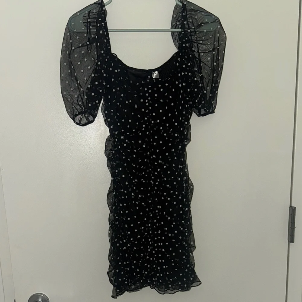 Elegant Black Polka Dot Dress - Picture 1 of 4